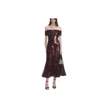 Self portrait Sequin Off Shoulder Midi Dress