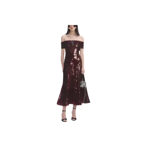 Self portrait Sequin Off Shoulder Midi Dress