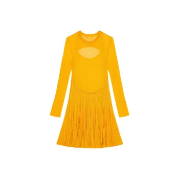 Givenchy Long Sleeve Frills Dress 'Golden Yellow'