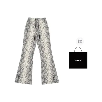 SMFK Casual Pants Women's White Snake Pattern