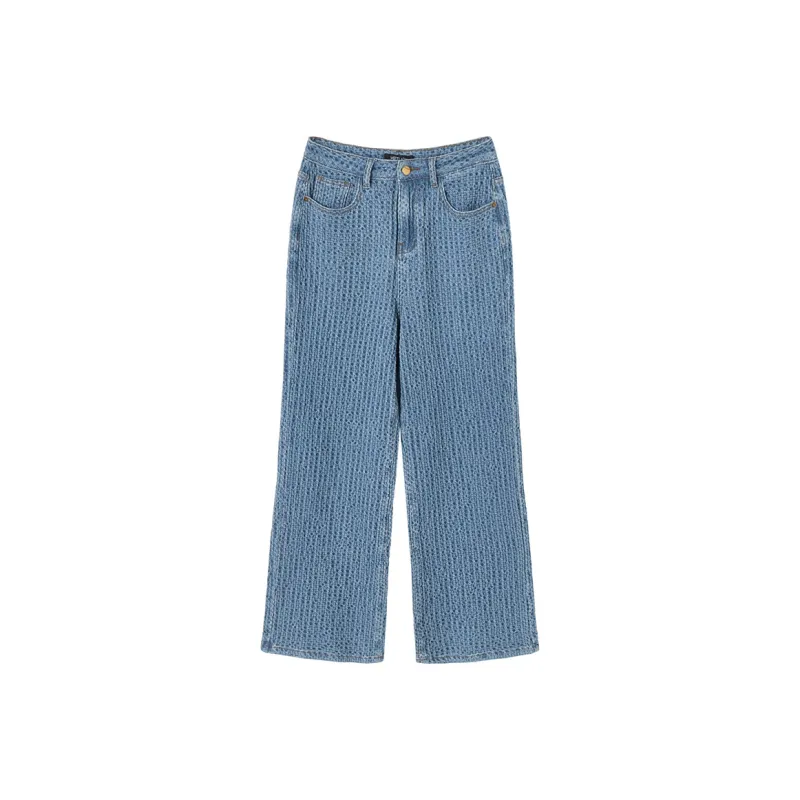 MEETLADY Wide Leg Jeans Women's Denim Blue-0