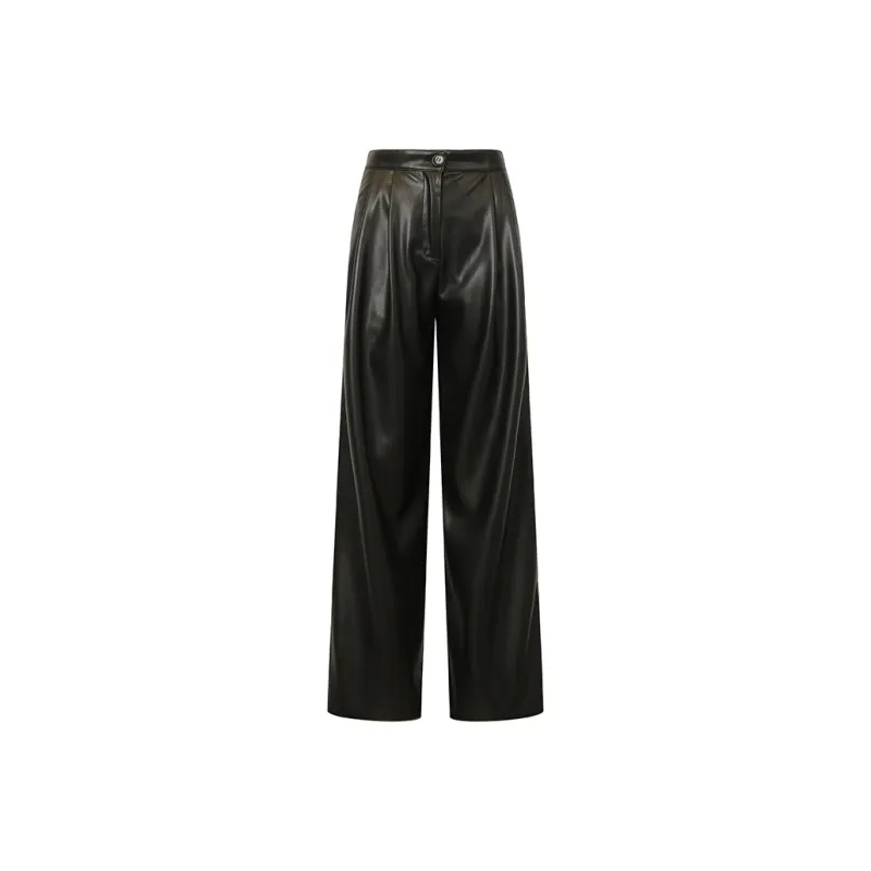 Valeria Obbaco Creative Leather Pants Women's Black-0