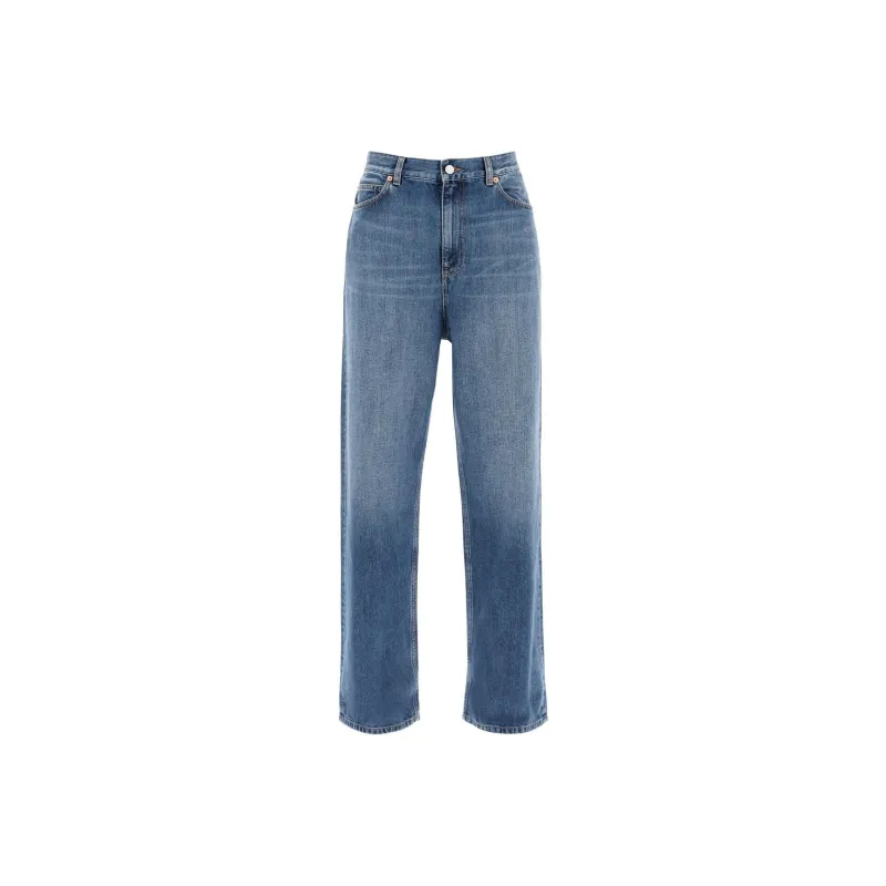 Valentino Logo Patch Straight Leg Jeans-0