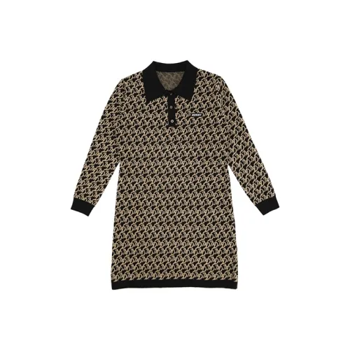 Nerdy Long-Sleeved Dresses Women's Brown