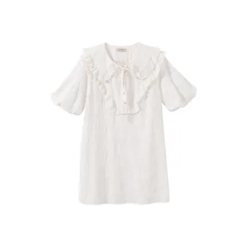YUMOMO STAR A Line Skirt Dress Cream White