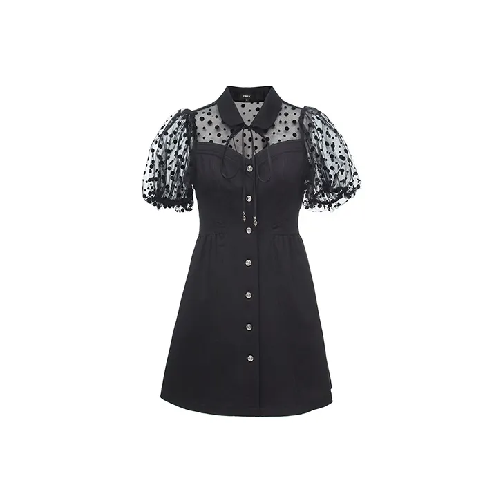 ONLY Short Sleeved Dresses Women's Black Denim-0