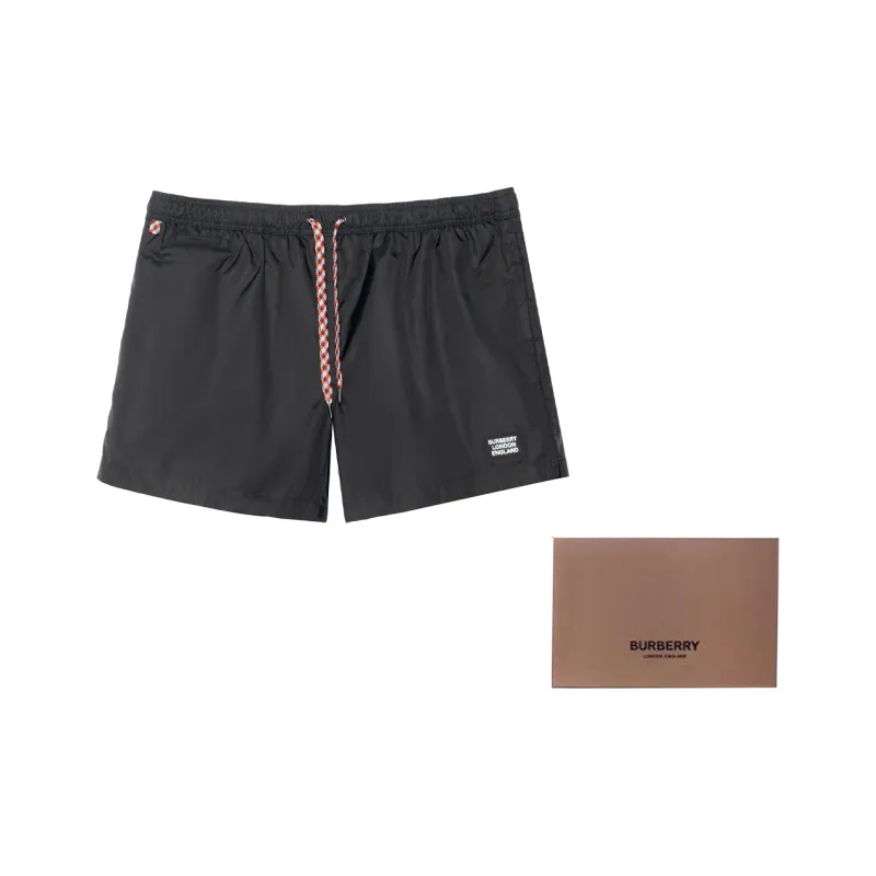 Burberry Men SS23 Solid Color Drawstring Tie Casual Shorts Black-3