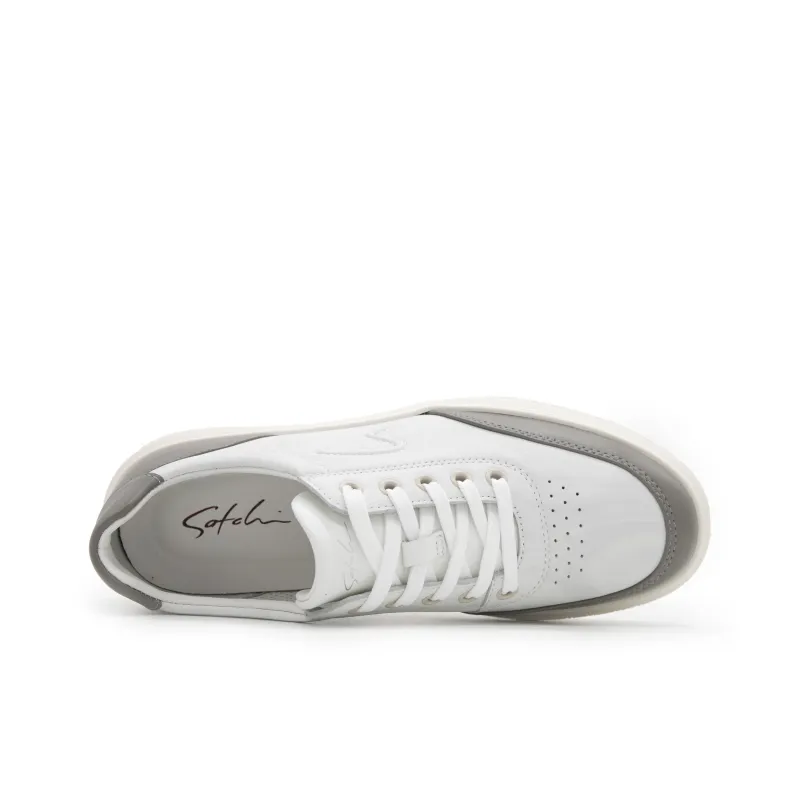 Satchi Height Increasing Low Top Skateboard Shoes, Casual Shoes Men's White-4