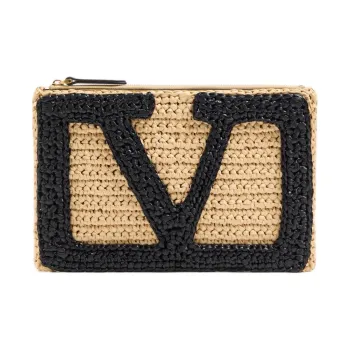 Valentino GARAVANI Synthetic Raffia Straw Bag Clutch Women's Natural