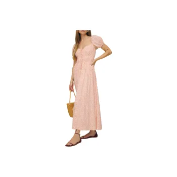 REFORMATION Rhett Dress Short-Sleeved Dresses Women's Pink