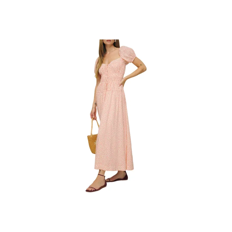 REFORMATION Rhett Dress Short-Sleeved Dresses Women's Pink-0
