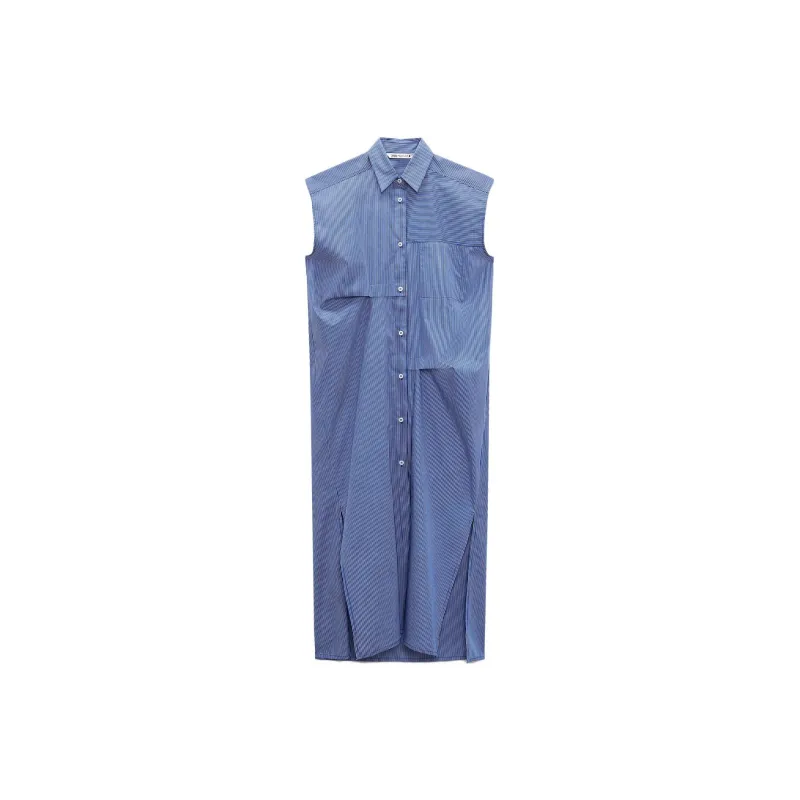 ZARA Sleeveless Dresses Women's Blue-0