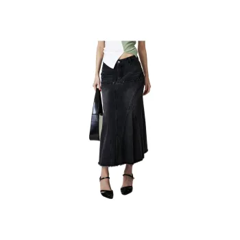 KIKAT Denim Long Skirts Women's Black