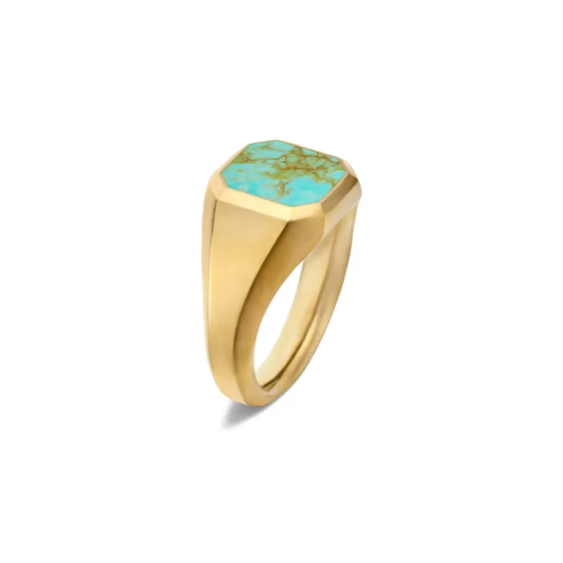 David Yurman 18K Yellow Gold Streamline® Signet Turquoise Ring-2