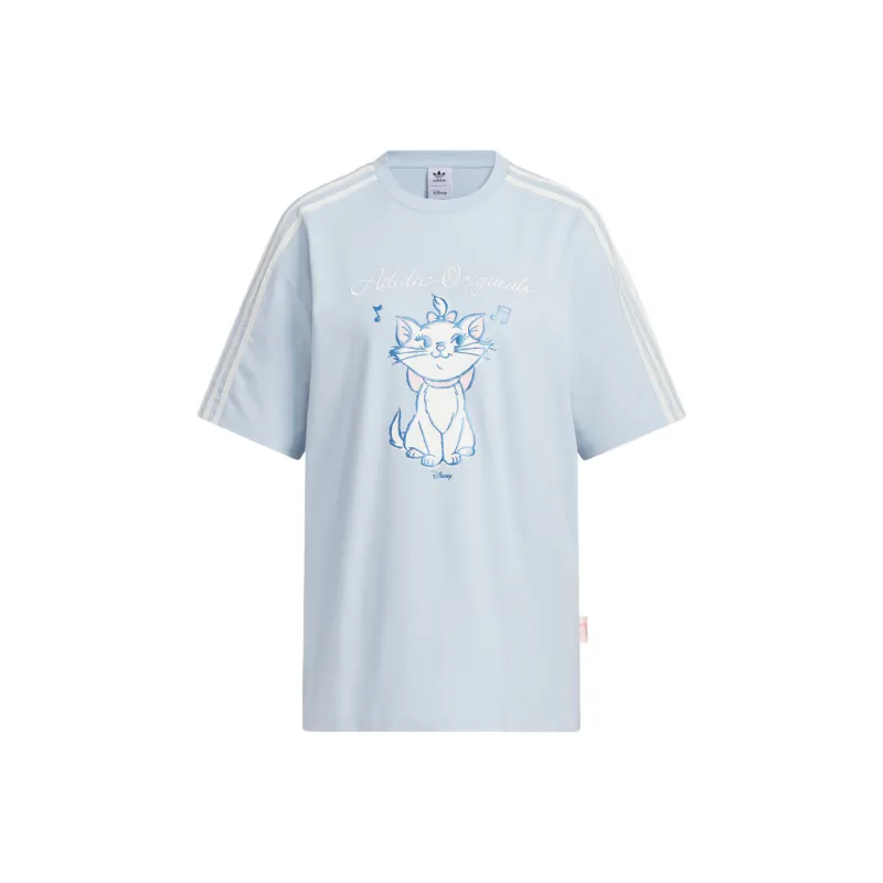 Adidas Originals Disney Collaboration Drop Shoulder Sleeve T Shirt Women's Simple Blue-0