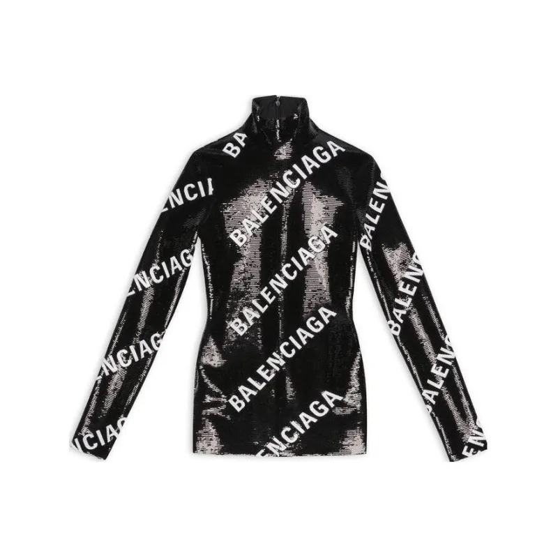 Balenciaga Long-Sleeved Dresses Women's Black-0