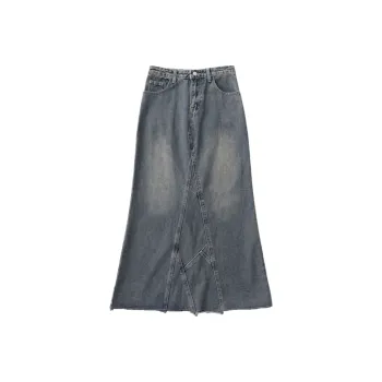 ZAVK Denim Long Skirts Women's Blue