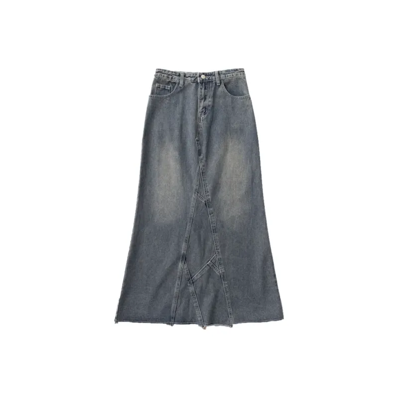 ZAVK Denim Long Skirts Women's Blue-0