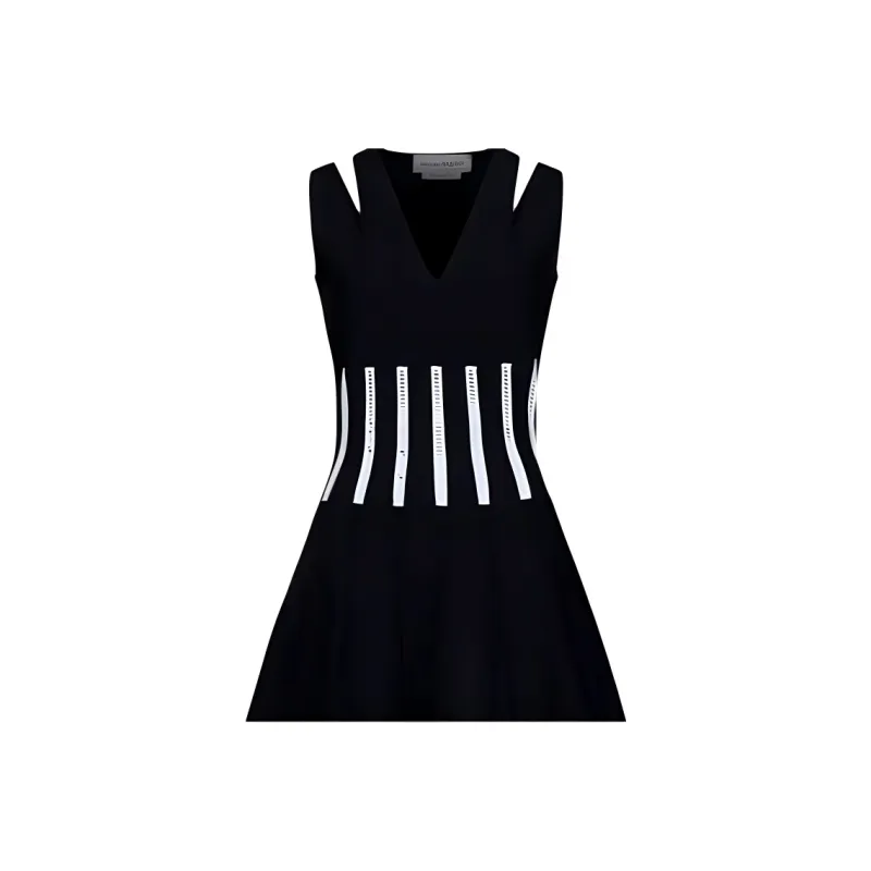 Alexander McQueen V Neck Cut Out Detailed Mini Dress-4