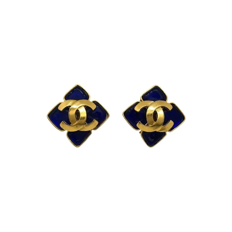 CHANEL 1995 Cc Rhombus Clip on Earrings-0