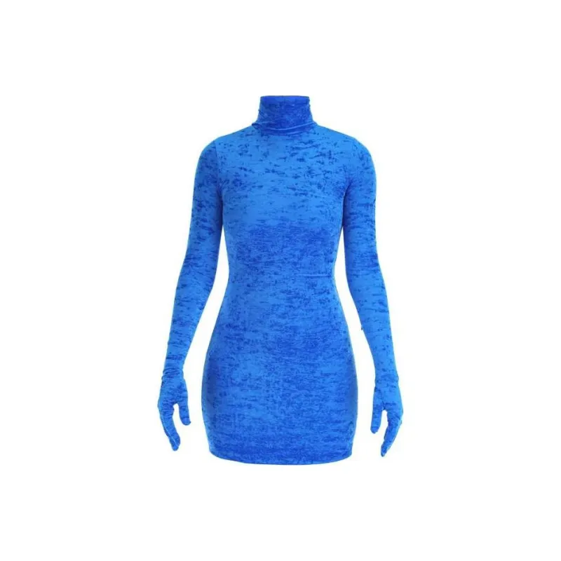 Vetements Velvet Styling Dress With Gloves 'Blue'-0