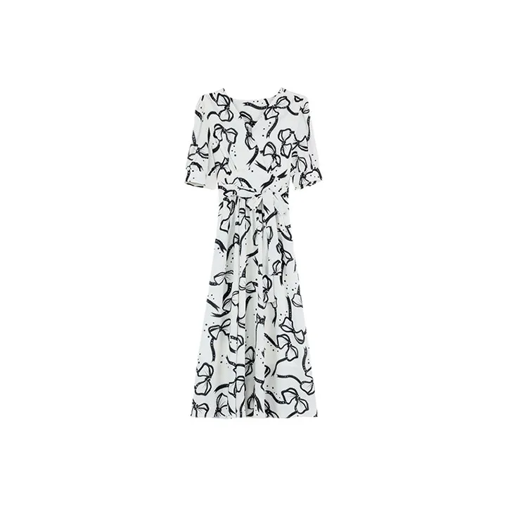 HUASJ Short Sleeved Dresses Women's Ecru-0