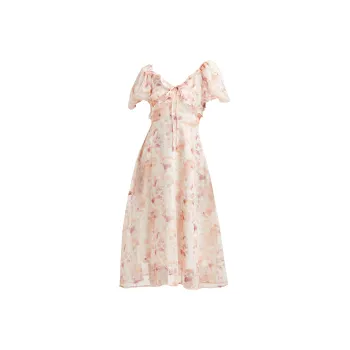 Emodues Short Sleeved Dress Women's Orange