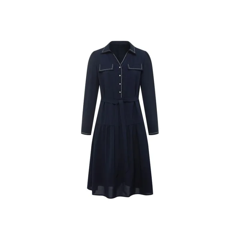 JZ. ANNAKRO Long Sleeved Dress Women's Dark Blue-0