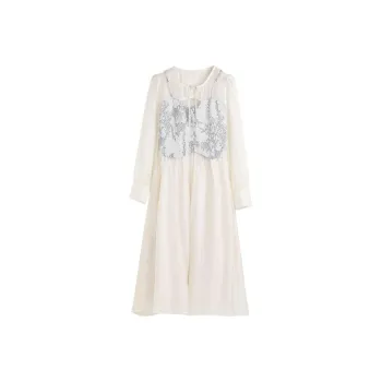 Hang Yi Court Long Sleeved Dresses Women's Beige