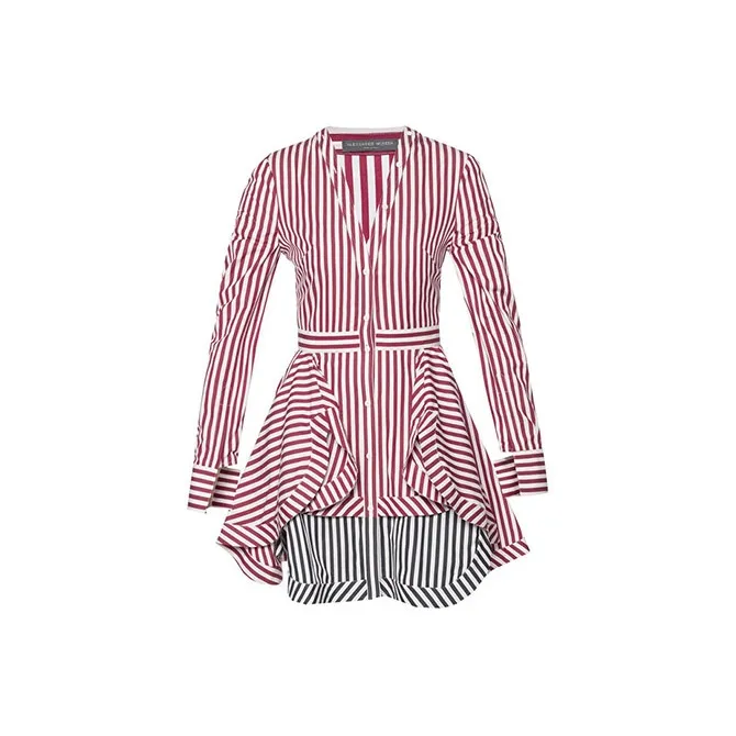 Alexander McQueen Long-Sleeved Dresses Women's Red White-0