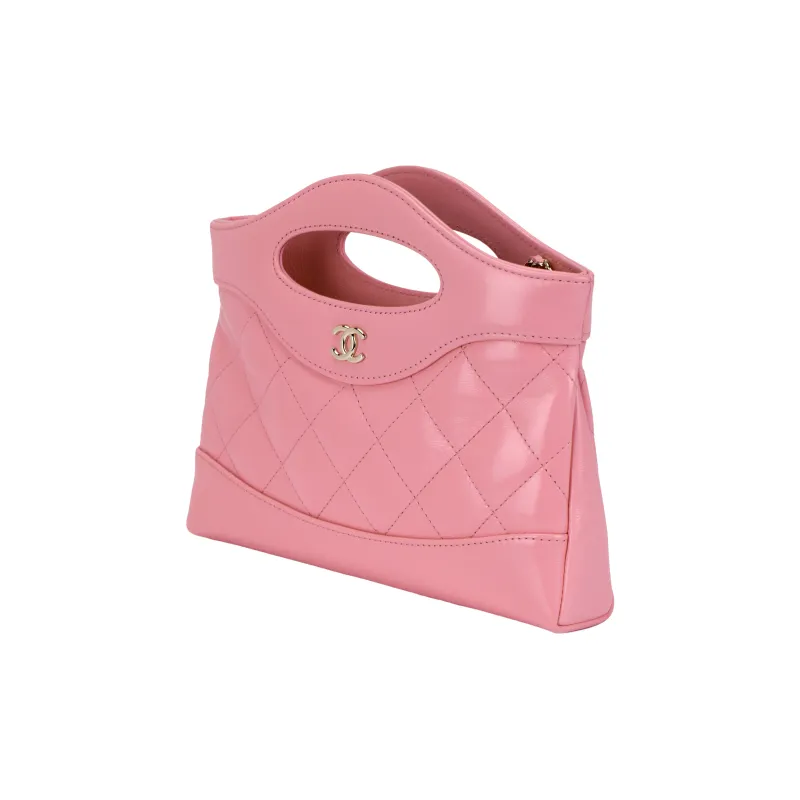 CHANEL Waxed Lambskin Shoulder Bag, Crossbody Bag, Handbag Mini Women's Pink-1