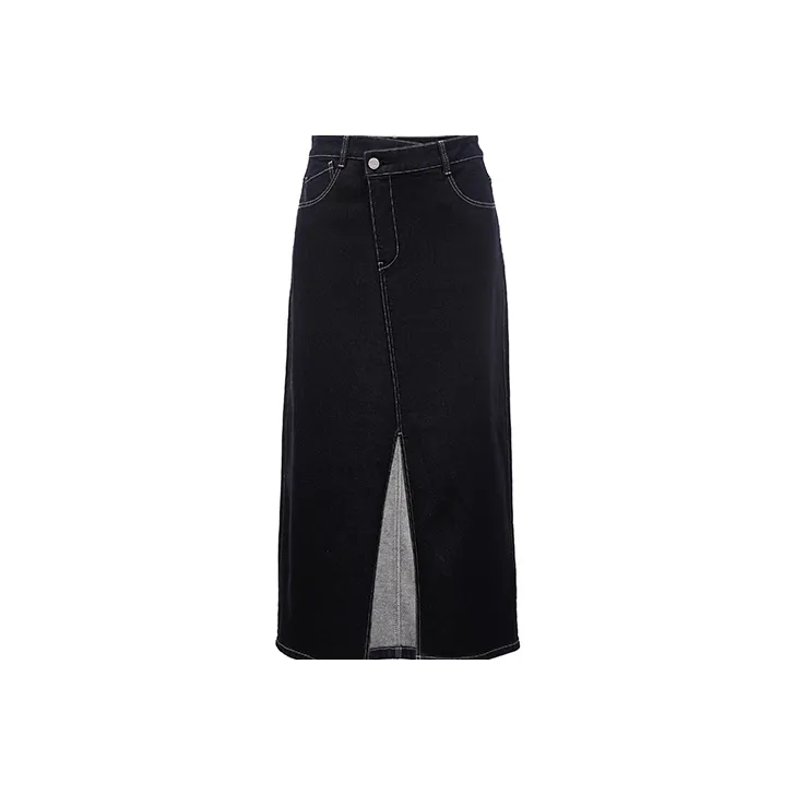 ONLY Denim Long Skirts Women's 1000 Washed Blue Denim 1000JEANS BLUE-0