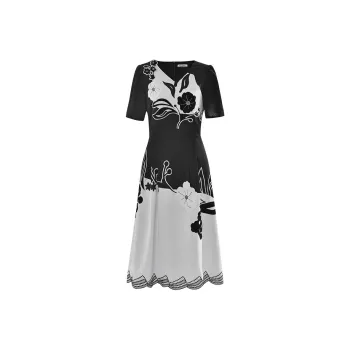 DIFFIE RIEGER Short-Sleeved Dresses Women's Black White
