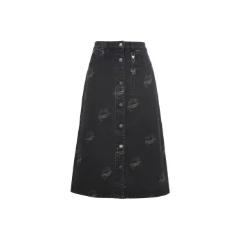 Disney X VERO MODA Denim Long Skirts Women's J1G Black Denim Color