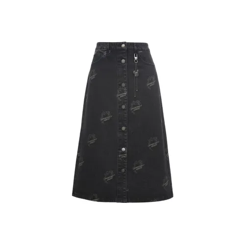 Disney X VERO MODA Denim Long Skirts Women's J1G Black Denim Color