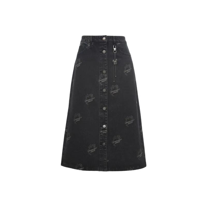 Disney X VERO MODA Denim Long Skirts Women's J1G Black Denim Color-0