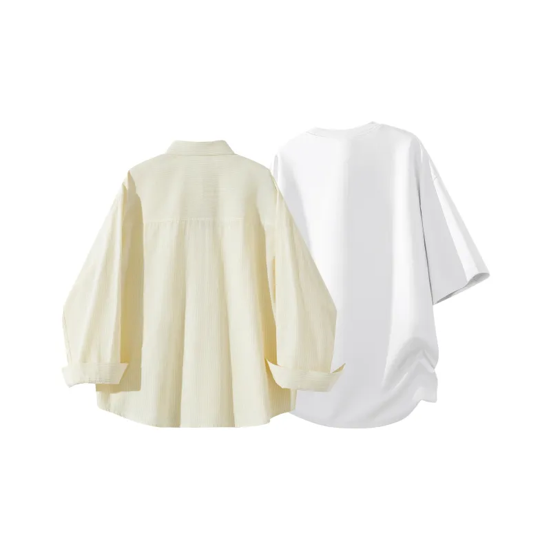 SOIE Shirt Unisex Yellow With White Stripes-51
