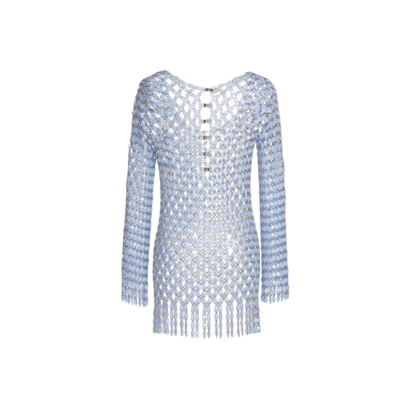 Paco Rabanne Embellished Scoop-Neck Mini Dress-0