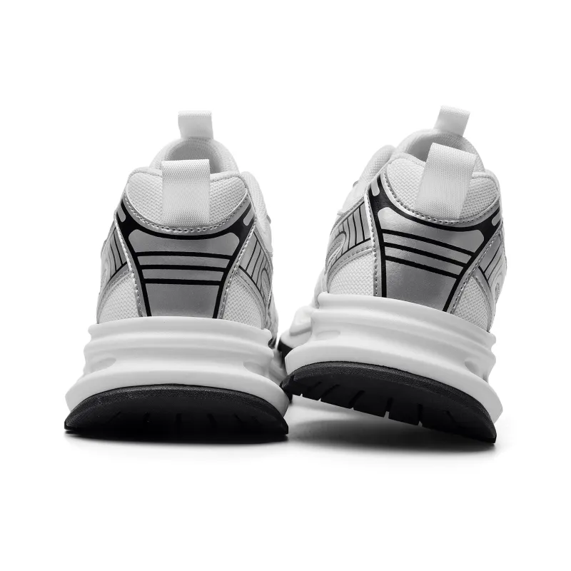 JEEP SPIRIT Anti-Slip Wear-Resistant Breathable Lightweight Height Increasing Low-Top Chunky Sneakers Men's Silver-11