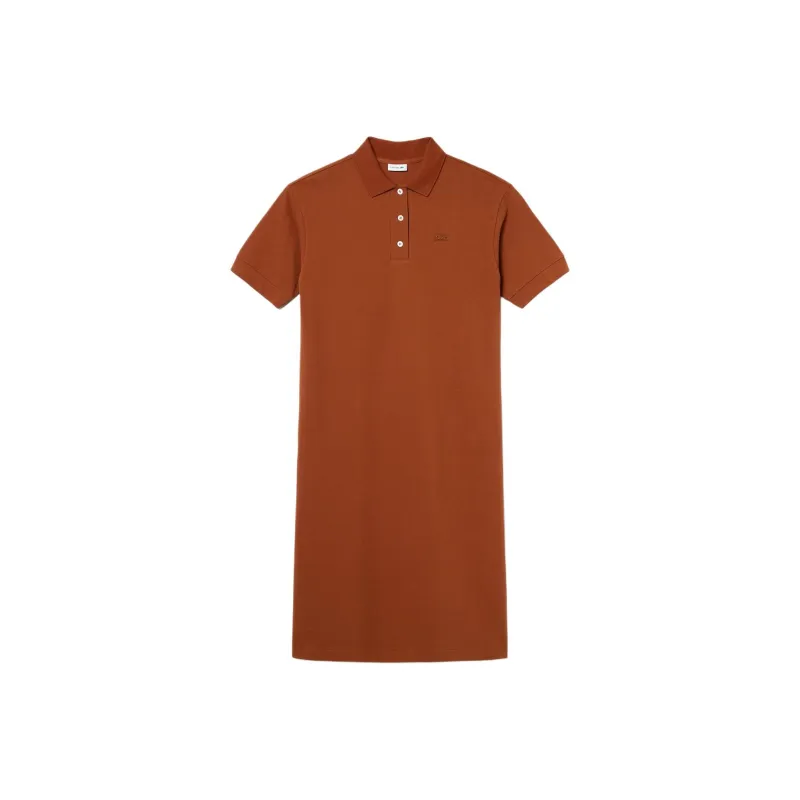 LACOSTE Short Sleeved Dresses Women's Brown-0