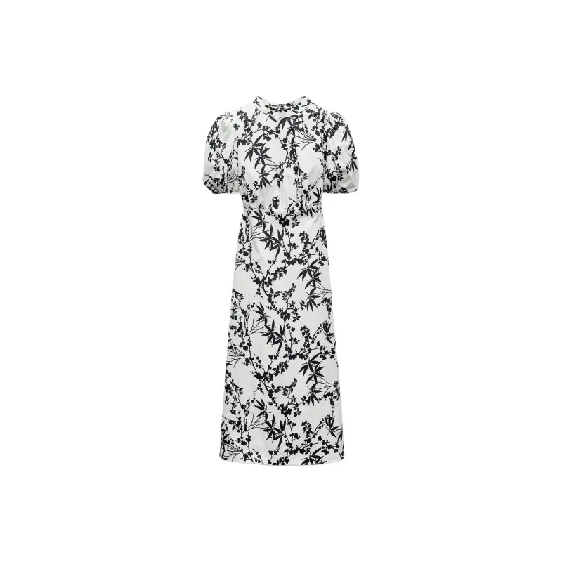 ZARA Short Sleeved Dresses Women's White/Black-0