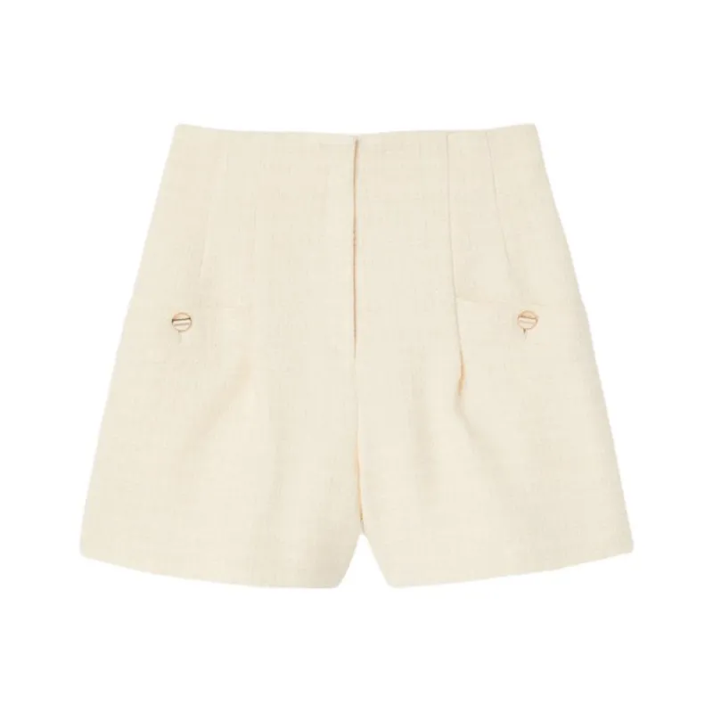 Sandro High-waisted Tweed Shorts-0