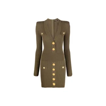 BALMAIN Long-Sleeved Dresses Women's Green