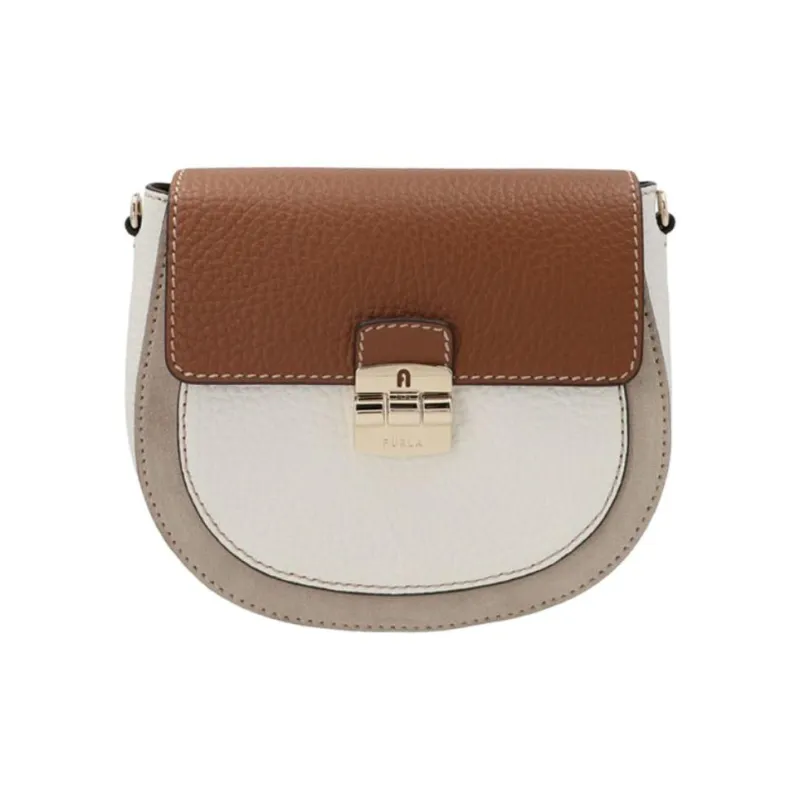 Furla Club 2 Leather Crossbody Bag, Shoulder Bag Mini Women's Beige-0