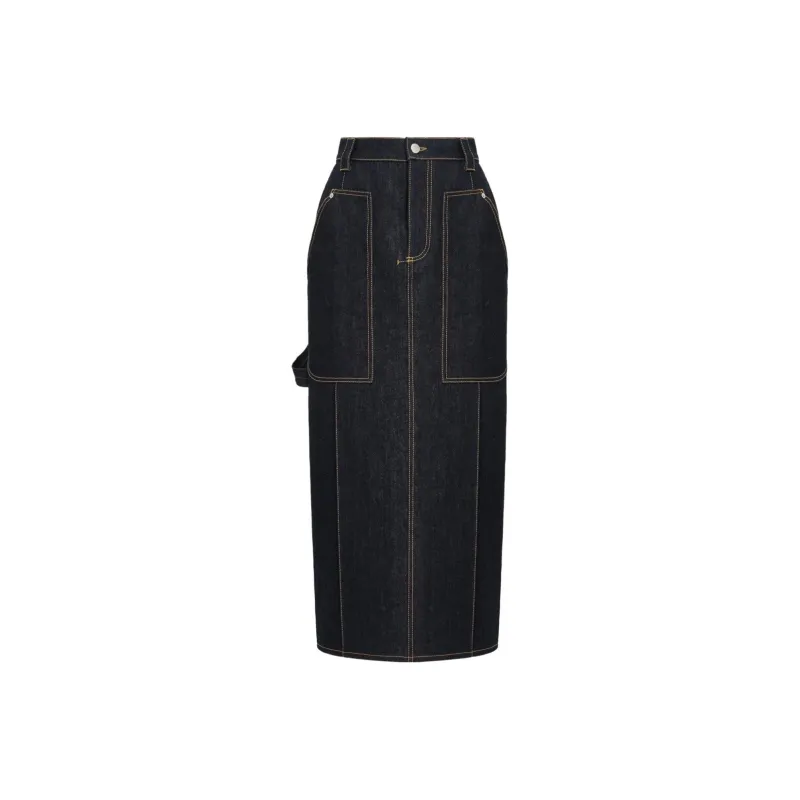 Alexander McQueen Denim Long Skirts Women's Black-0