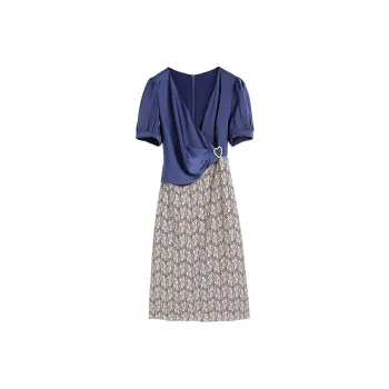 Hang Yi Court Short Sleeved Dresses Women's Sapphire Blue