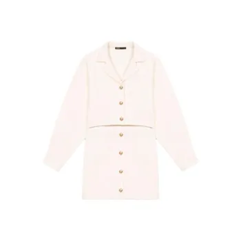 Maje Long Sleeved Dresses Women's Light Brown With A White Bias
