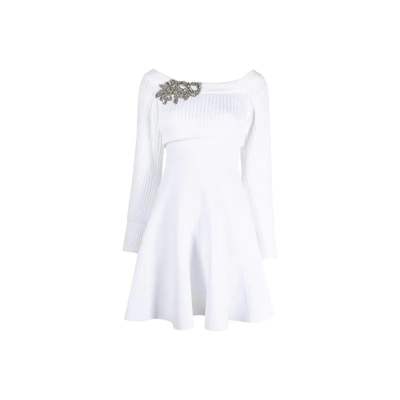 Alexander McQueen Long-Sleeved Dresses Women's White-0