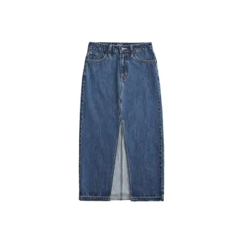 Hollister Denim Long Skirts Women's Dark Color