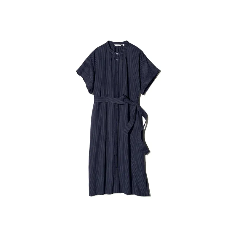 UNIQLO Short Sleeved Dresses Women's Navy Blue-0